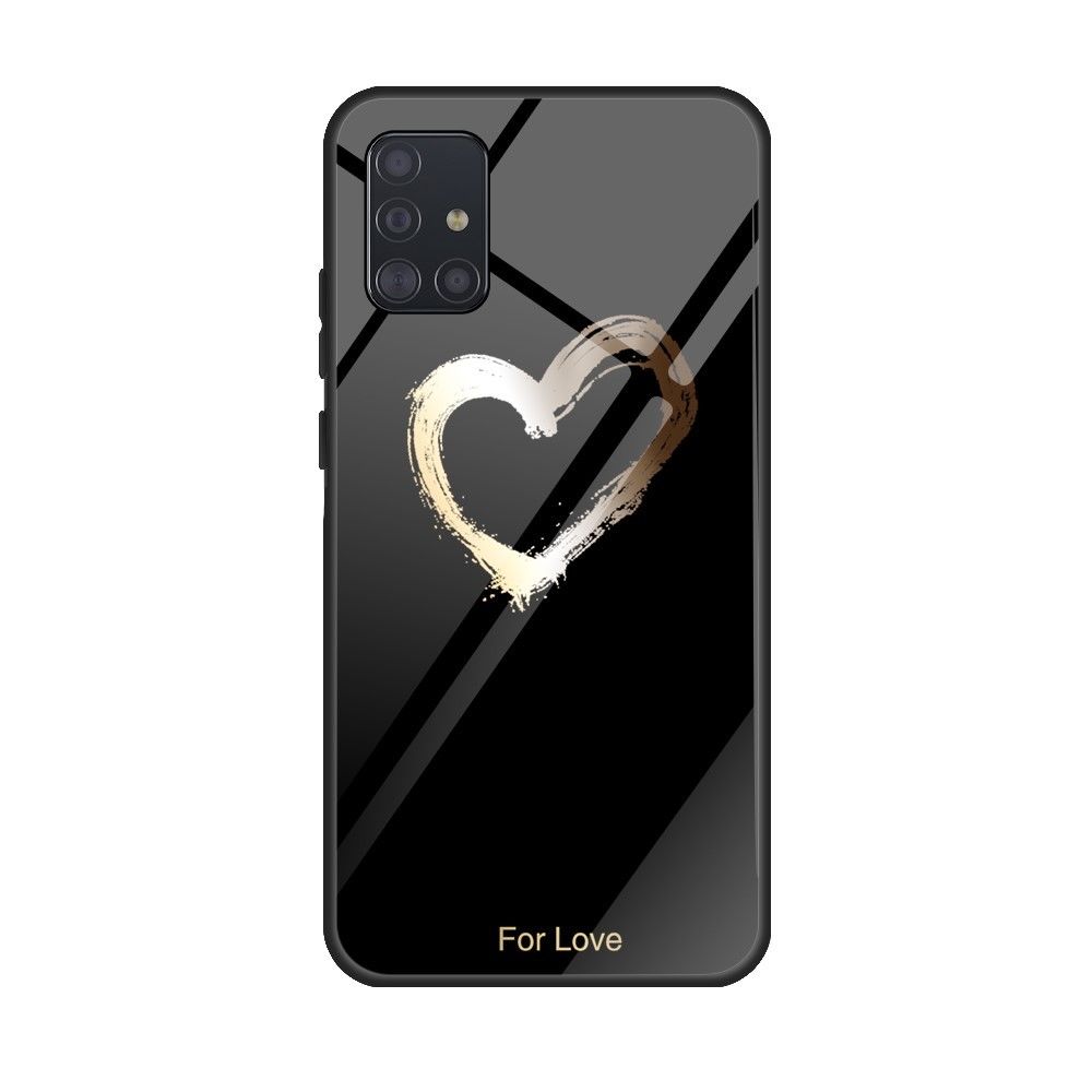 Generic - Coque en TPU verre de surface d'impression noir/par amour pour votre Samsung Galaxy A51 - Coque, étui smartphone