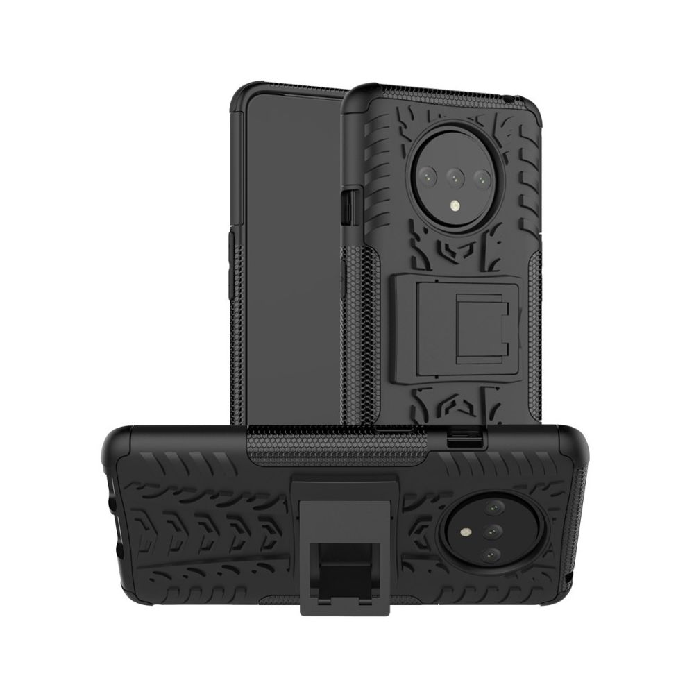 Wewoo - Coque Pour OnePlus 7T Texture de pneu TPU antichoc + PC Housse de protection avec support noir - Coque, étui smartphone