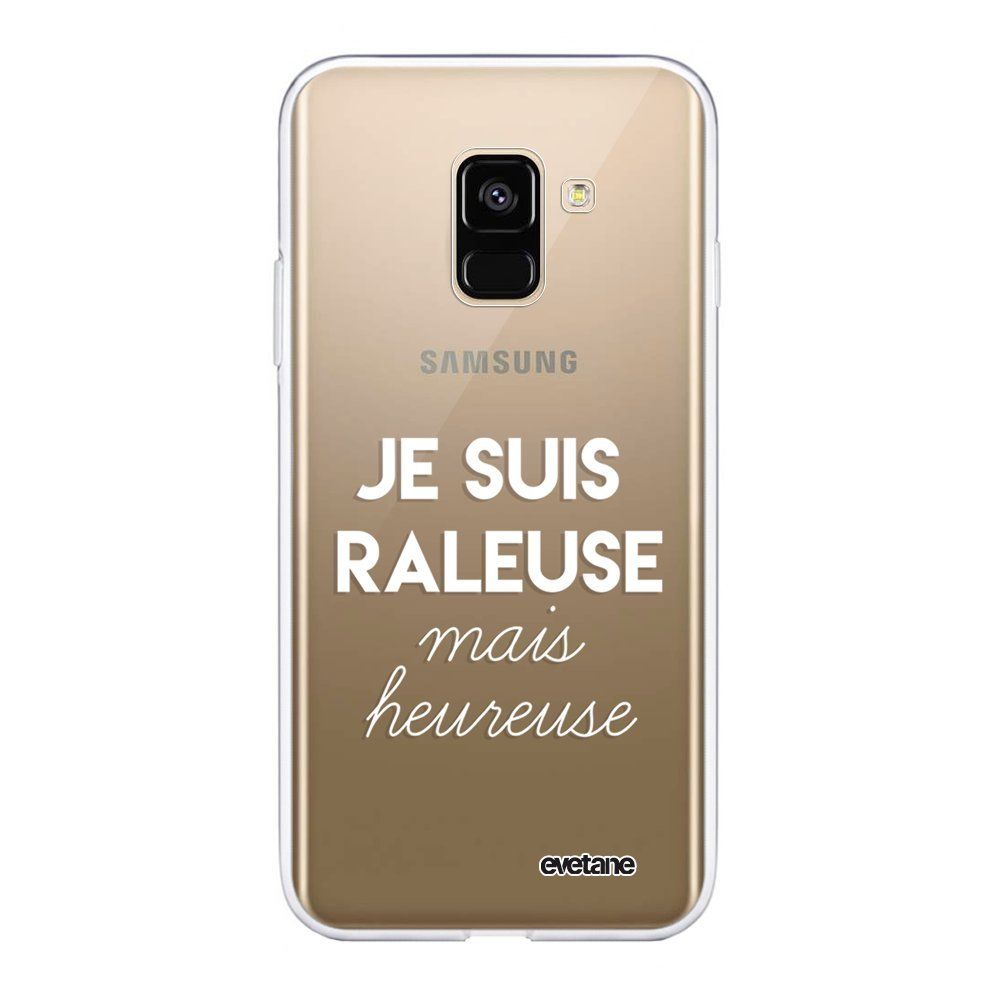 Evetane - Coque Samsung Galaxy A8 2018 360 intégrale Raleuse mais heureuse blanc Ecriture Tendance Design Evetane. - Coque, étui smartphone