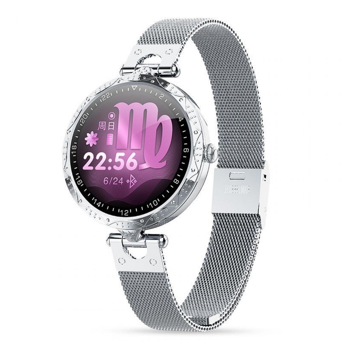Chronotech Montres - Smart Watches for Women 1.09 inch Touch Screen Smartwatch Fitness Trackers with Heart Rate Monitor Waterproof IP68 Fitness Tracker Watch Pedometer(silver) - Montre connectée