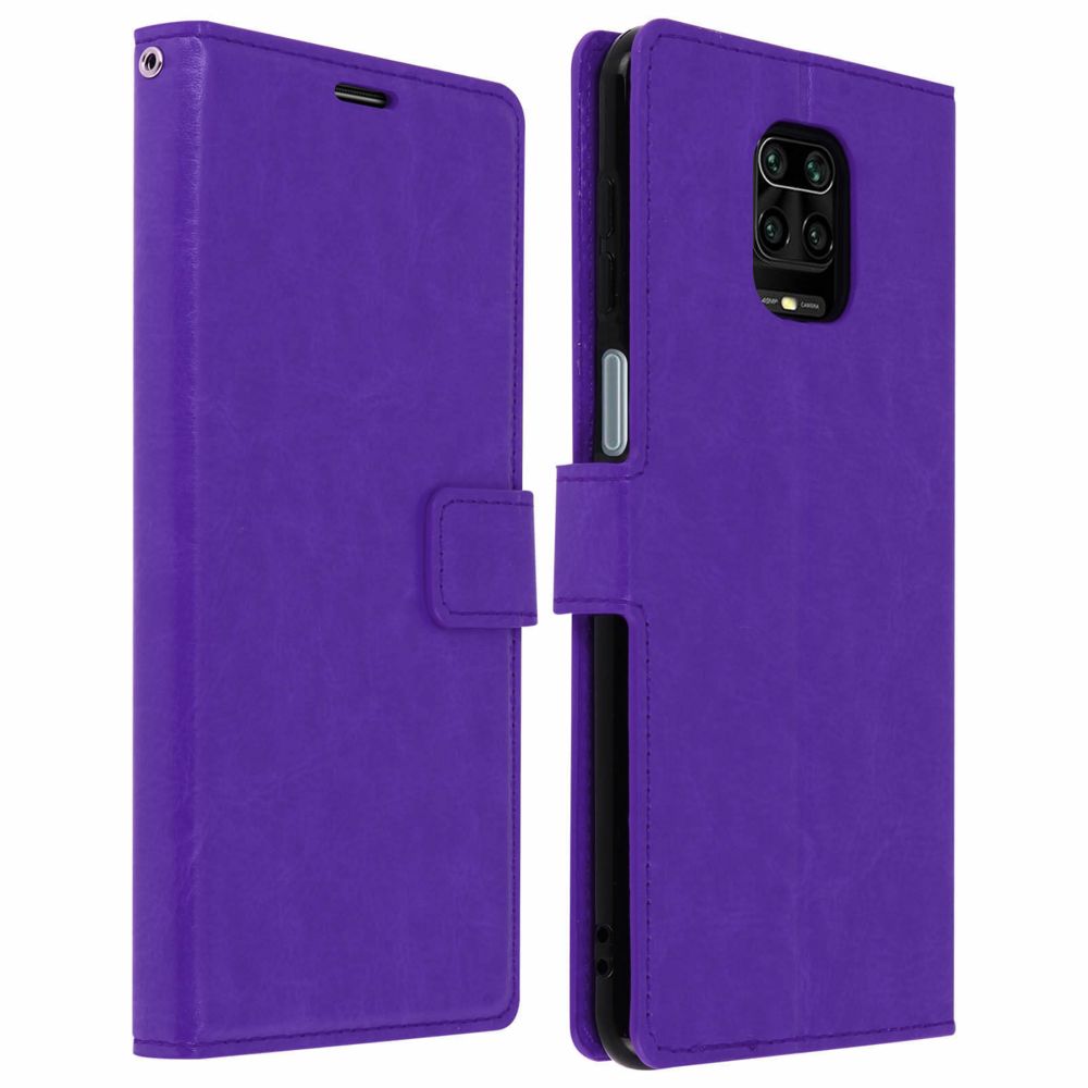 Avizar - Housse Xiaomi Redmi Note 9S/9 Pro/9 Pro Max Étui Folio Support Vintage Violet - Coque, étui smartphone
