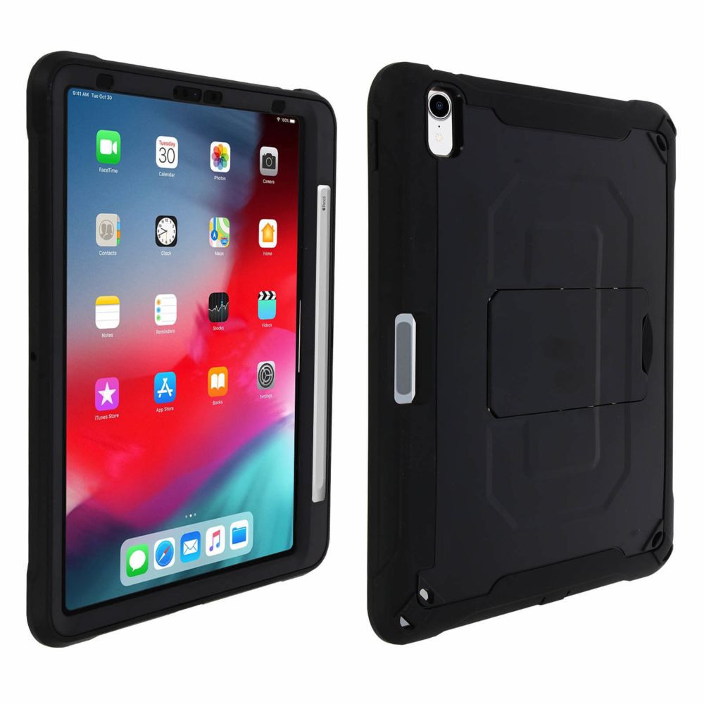 Avizar - Coque iPad Pro 11 Antichoc Bi-matière Support Vidéo Sangles Bandoulière Noir - Coque, étui smartphone