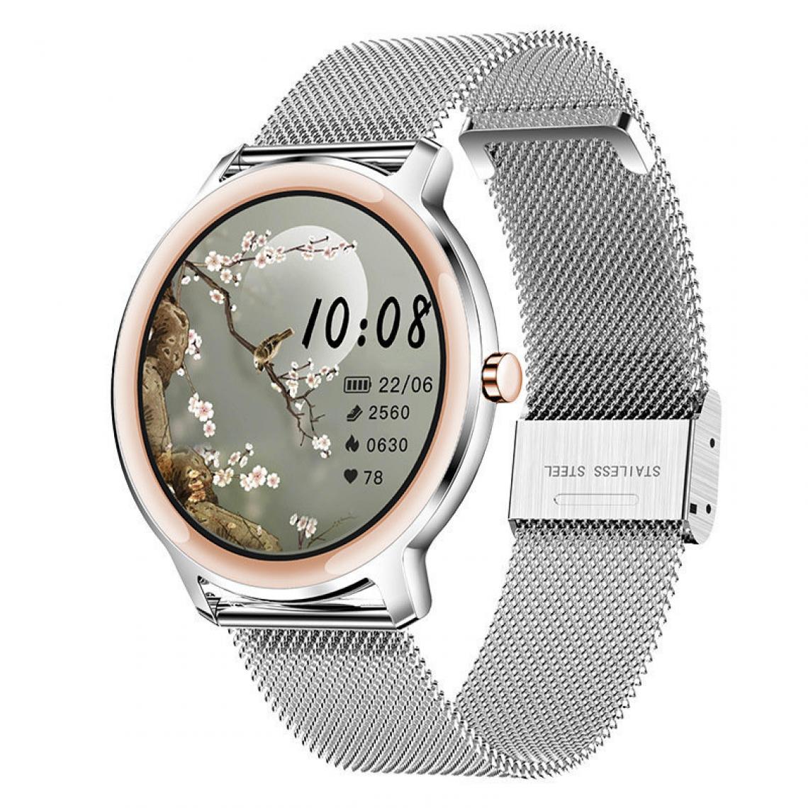 Chronotech Montres - Chronus Smart Watch for Women - Fitness Watch Sports Tracker with Heart Rate Sleep Monitoring Blood Pressure Measurement Message Reminder Pedometer IP67 Waterproof Smart Watches for Android & IOS(silver) - Montre connectée