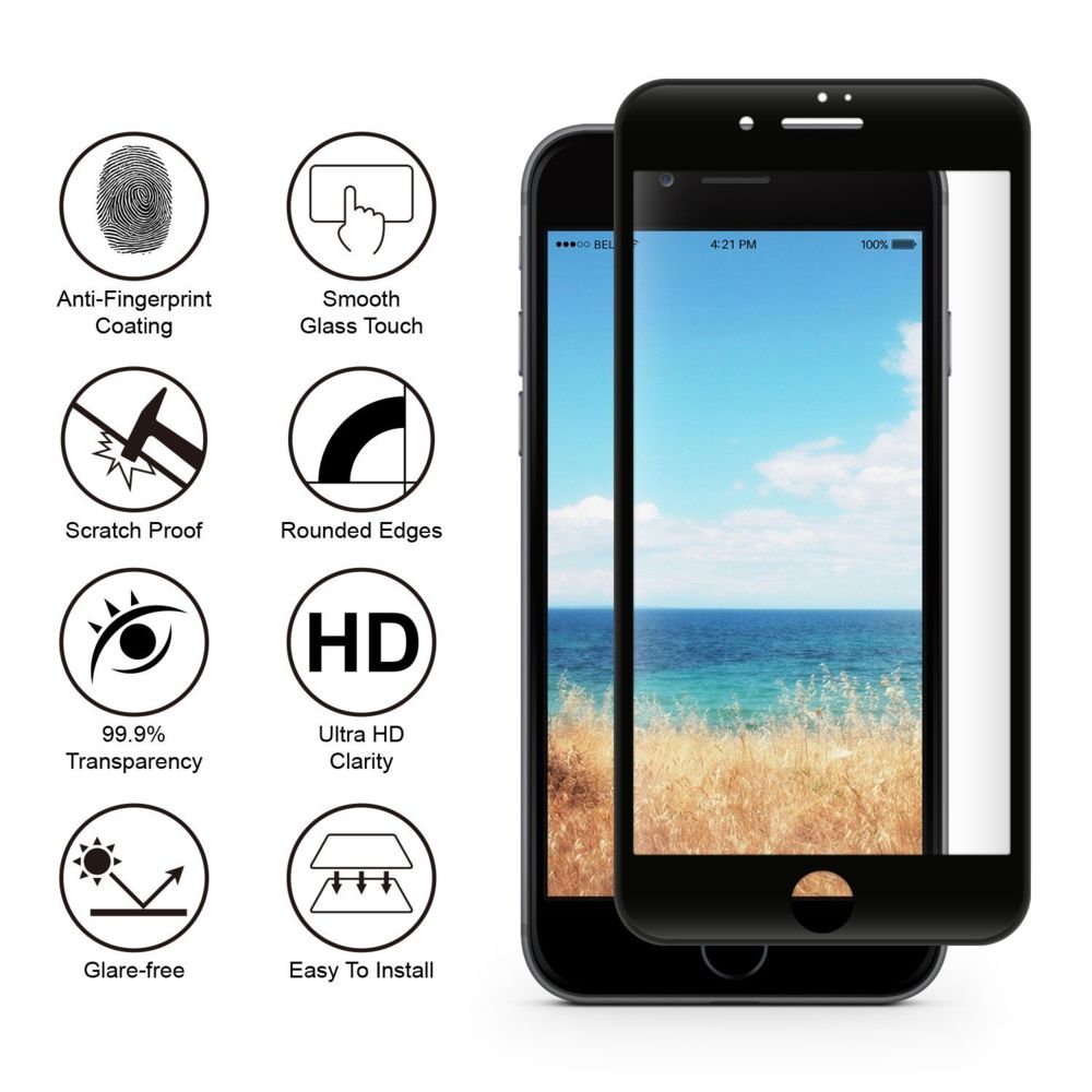 Phonillico - Verre Trempe pour Apple iPhone 7 PLUS - Film Bord Noir 100% Intégral Vitre Protection [Phonillico®] - Protection écran smartphone