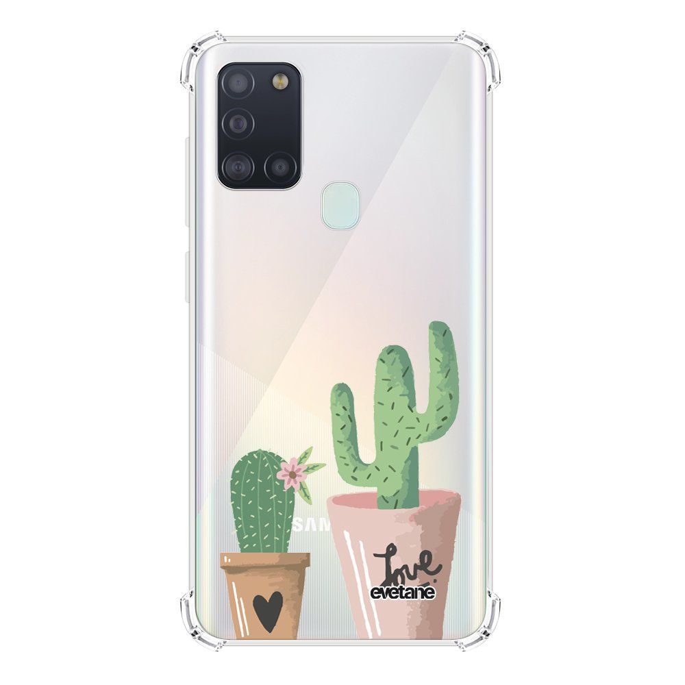 Evetane - Coque Samsung Galaxy A21S anti-choc souple avec angles renforcés transparente Cactus Love Evetane - Coque, étui smartphone
