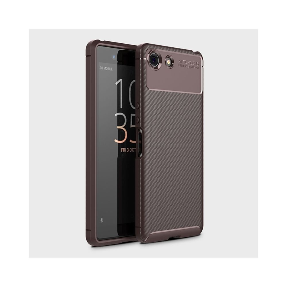 Wewoo - Coque en TPU antichoc fibre de carbone pour Sony Xperia XZ4 Compact (Marron) - Coque, étui smartphone