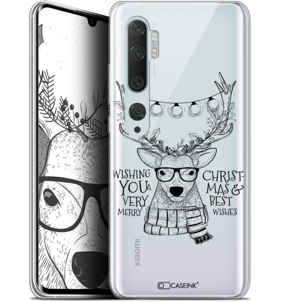 Caseink - Coque Pour Xiaomi Mi Note 10 / Pro (6.47 ) [Gel HD Collection Noël 2017 Design Cerf Hipster - Souple - Ultra Fin - Imprimé en France] - Coque, étui smartphone