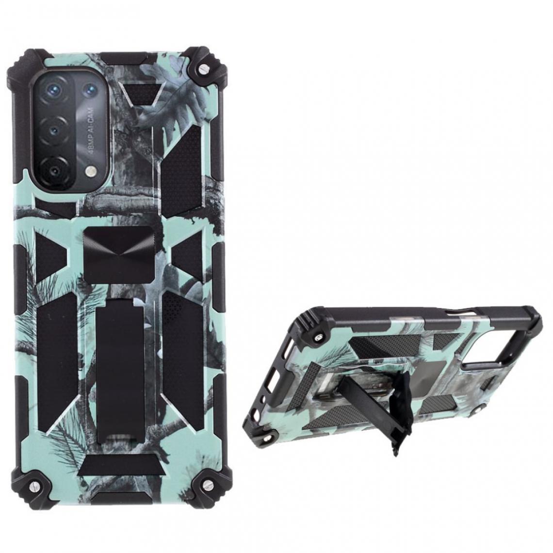 Other - Coque en TPU Motif camouflage détachable avec béquille et feuille magnétique intégrée Menthe verte pour votre Oppo A74 5G/A93 5G - Coque, étui smartphone