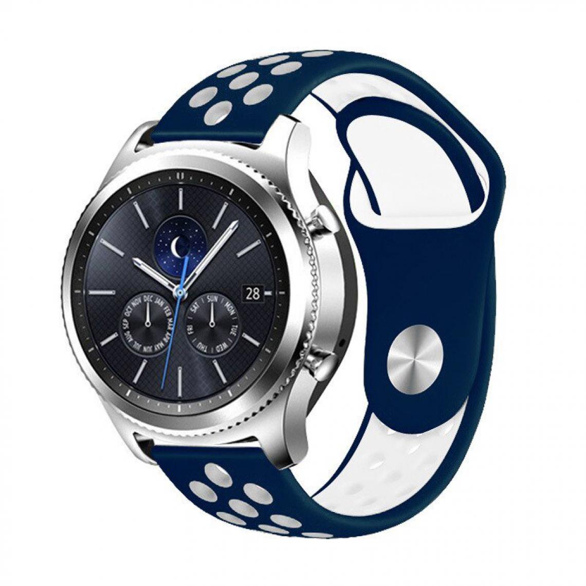 Phonecare - Bracelet SportyStyle pour Samsung Galaxy Watch Bluetooth 46mm - Bleu foncé / Blanc - Autres accessoires smartphone
