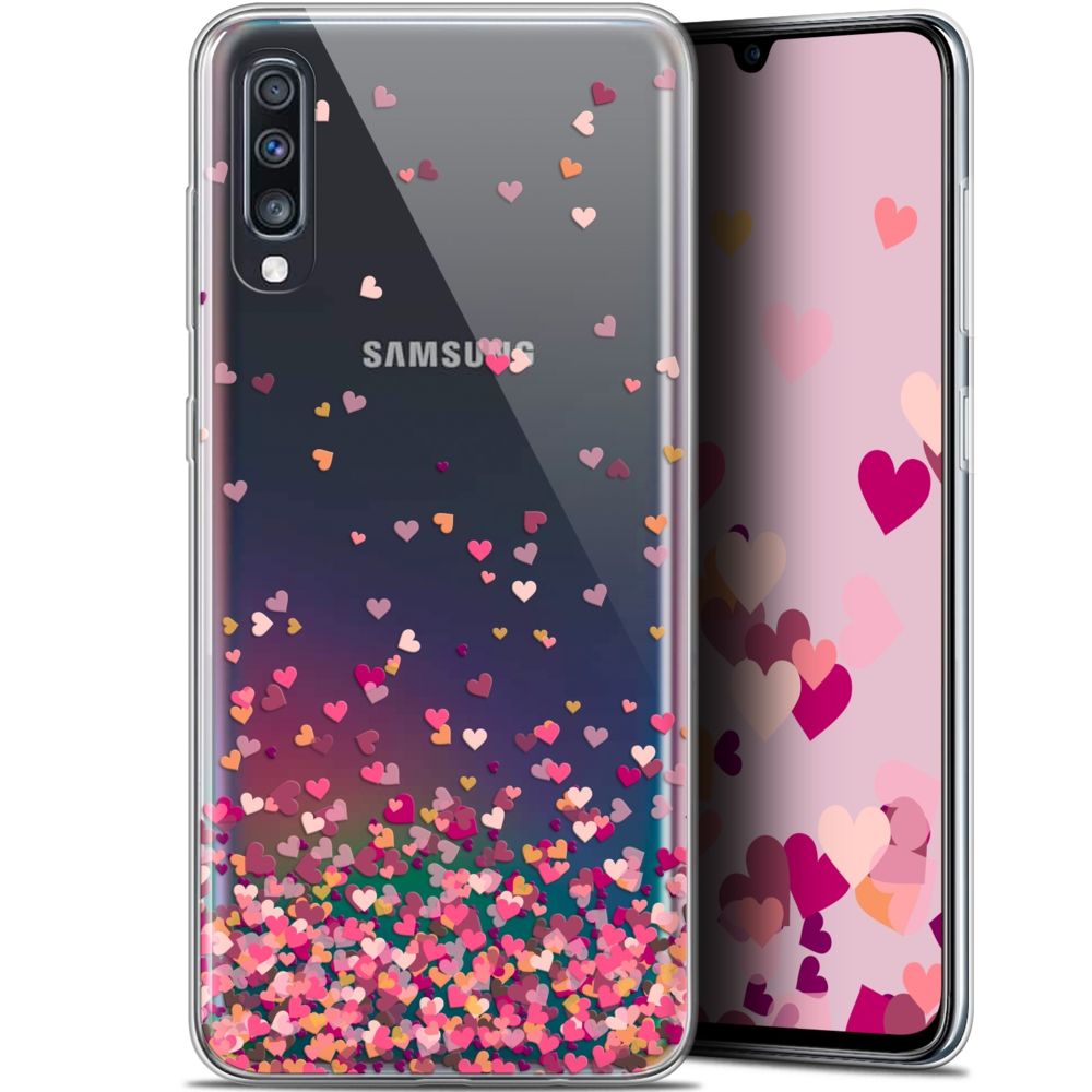 Caseink - Coque Pour Samsung Galaxy A70 (6.7 ) [Gel HD Collection Sweetie Design Heart Flakes - Souple - Ultra Fin - Imprimé en France] - Coque, étui smartphone