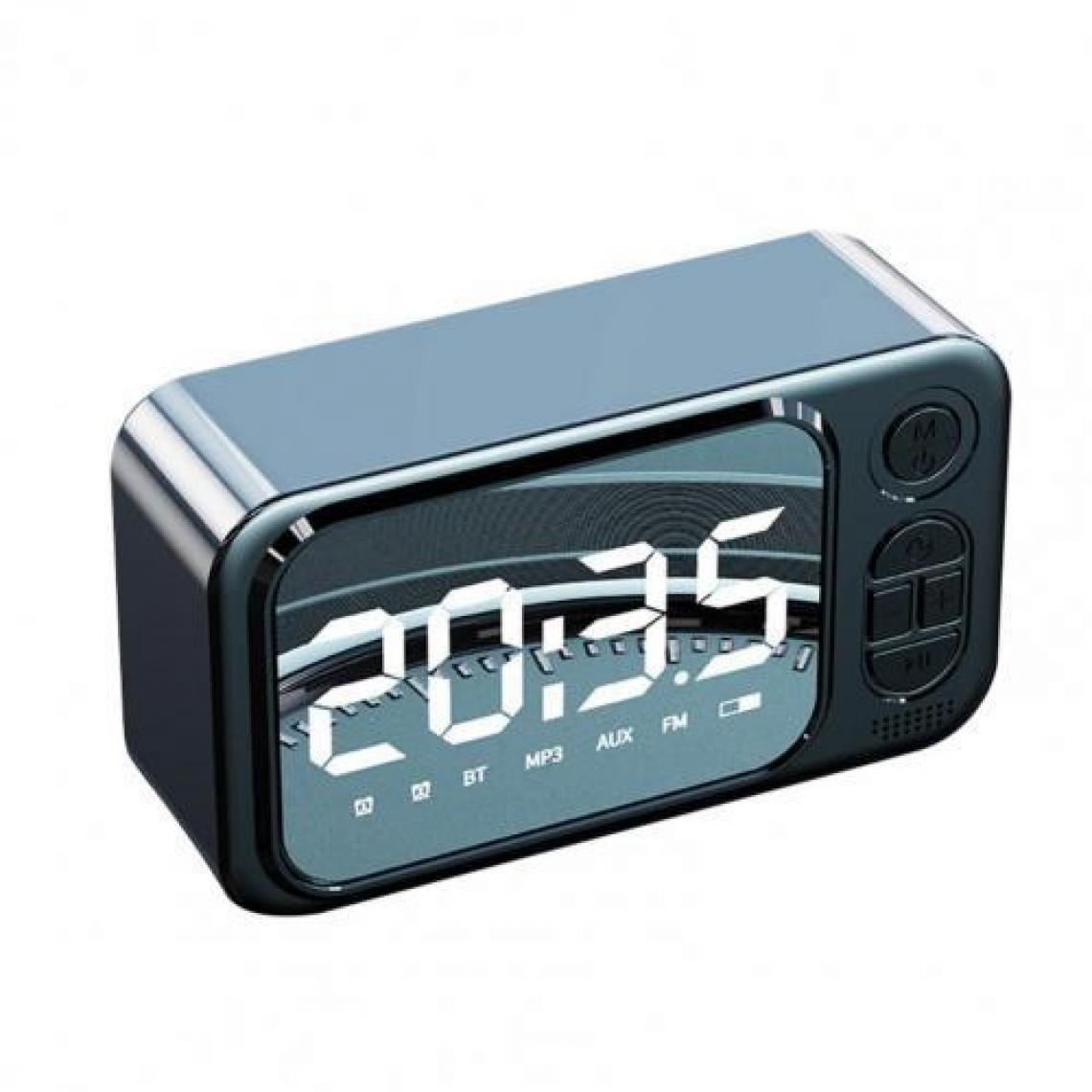 Universal - Subwoofer Noir Réveil Créatif Bluetooth Haut-parleur Extérieur Portable Portable Carte Sans Fil Haut-parleur Mini Horloge de Bureau Haut-Parleur Portable - Hauts-parleurs