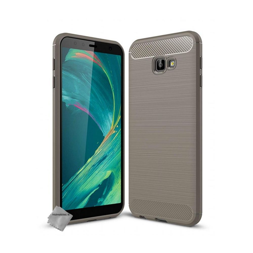 Htdmobiles - Housse etui coque silicone gel carbone pour Samsung Galaxy J4+ Plus (2018) + film ecran - GRIS - Autres accessoires smartphone