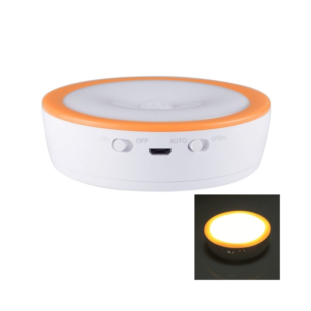 Wewoo - LED détecteur de mouvement Orange 1W 4000K USB charge PIR capteur de lumière de nuit Lampe de secours Cabinet, Distance du capteur: environ 3m, DC 4.5V - Lampe connectée