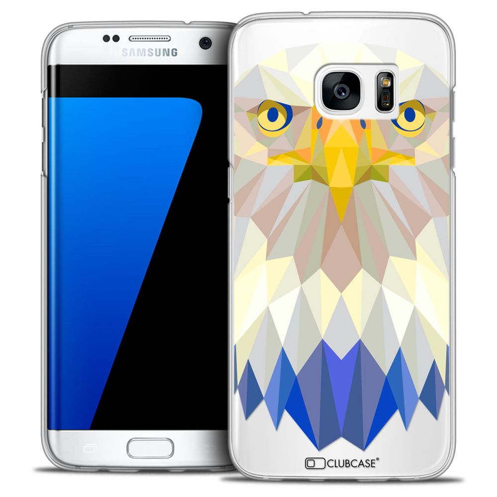 Caseink - Coque Housse Etui Galaxy S7 Edge [Crystal HD Polygon Series Animal - Rigide - Ultra Fin - Imprimé en France] - Aigle - Coque, étui smartphone