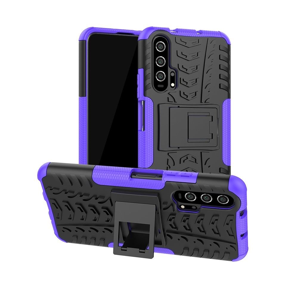 marque generique - Coque en TPU hybride antidérapant avec béquille violet pour votre Huawei Honor 20 Pro - Coque, étui smartphone