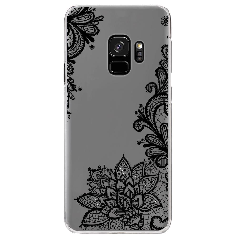 Kabiloo - Coque rigide transparente pour Samsung Galaxy S9 avec impression Motifs Lace noir - Coque, étui smartphone