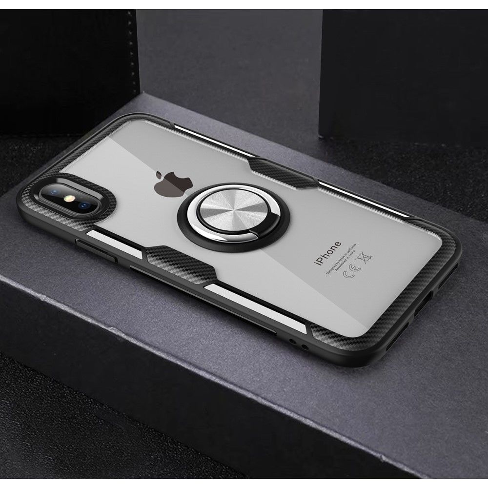 marque generique - Coque en TPU anneau de doigt verre combo noir/argent pour votre Apple iPhone XS Max 6.5 inch - Autres accessoires smartphone