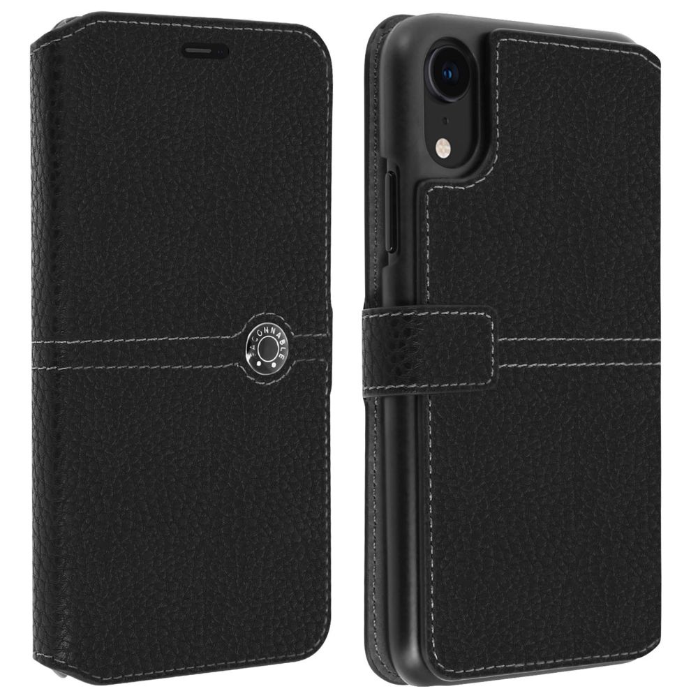 Faconnable - Housse iPhone XR Clapet Porte cartes Effet texturé Façonnable Noir - Coque, étui smartphone