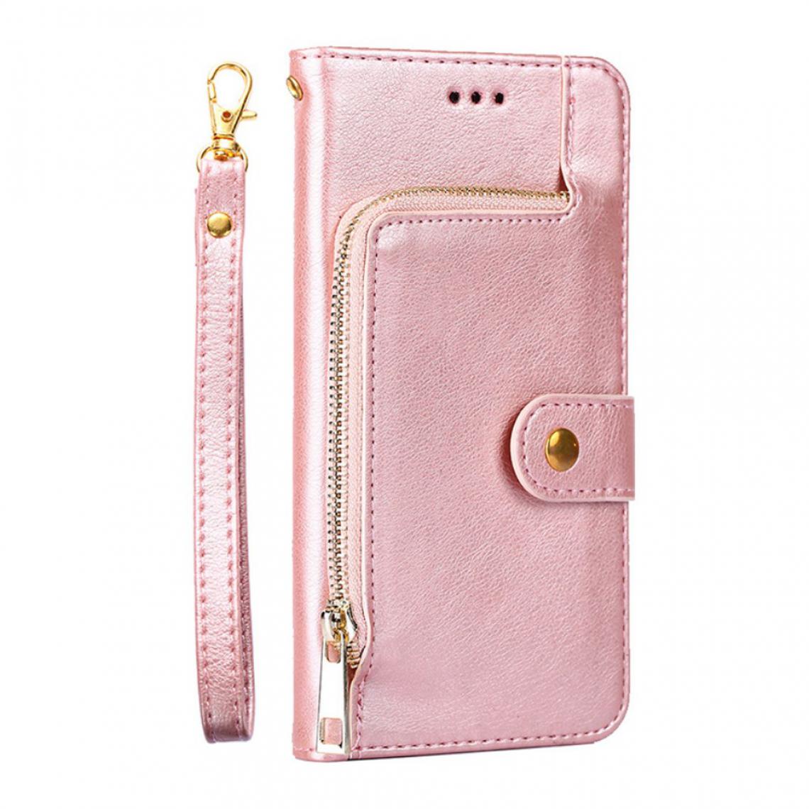 Other - Etui en PU avec poche zippée or rose pour votre Xiaomi Redmi Note 10 4G/Note 10S - Coque, étui smartphone