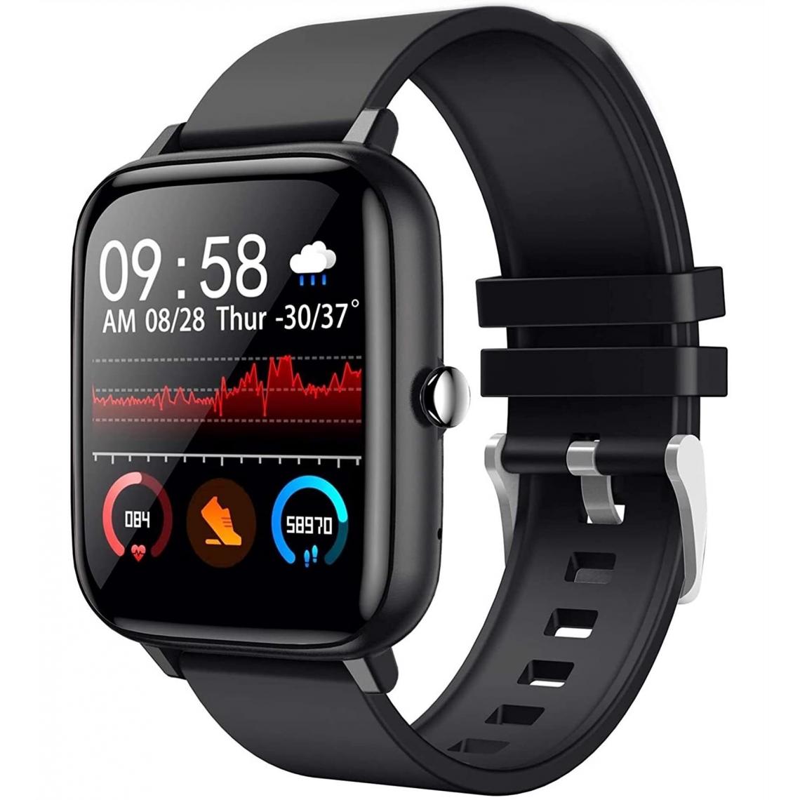 Chronotech Montres - Chronus Bluetooth Call Smart Watch Full Touch Fitness Tracker Health Monitor Multi-Sport Watch for Android & iOS(black) - Montre connectée