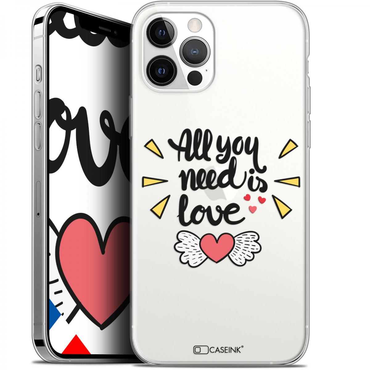 Caseink - Coque Pour Apple iPhone 12 Pro MAX (6.7 ) [Gel HD Collection Love Saint Valentin Design All U Need Is - Souple - Ultra Fin - Imprimé en France] - Coque, étui smartphone