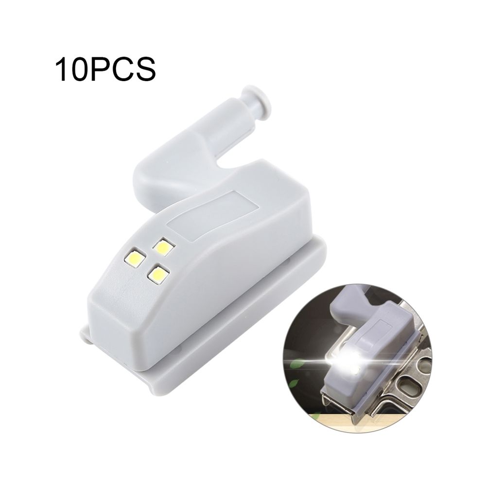 Wewoo - LED détecteur de mouvement 10 PCS 0.3W Charnière Intérieure Universelle Capteur Lampe Placard 3 Veilleuse Veille Automatique ON / OFF Ampoule (Lumière Blanche) - Lampe connectée