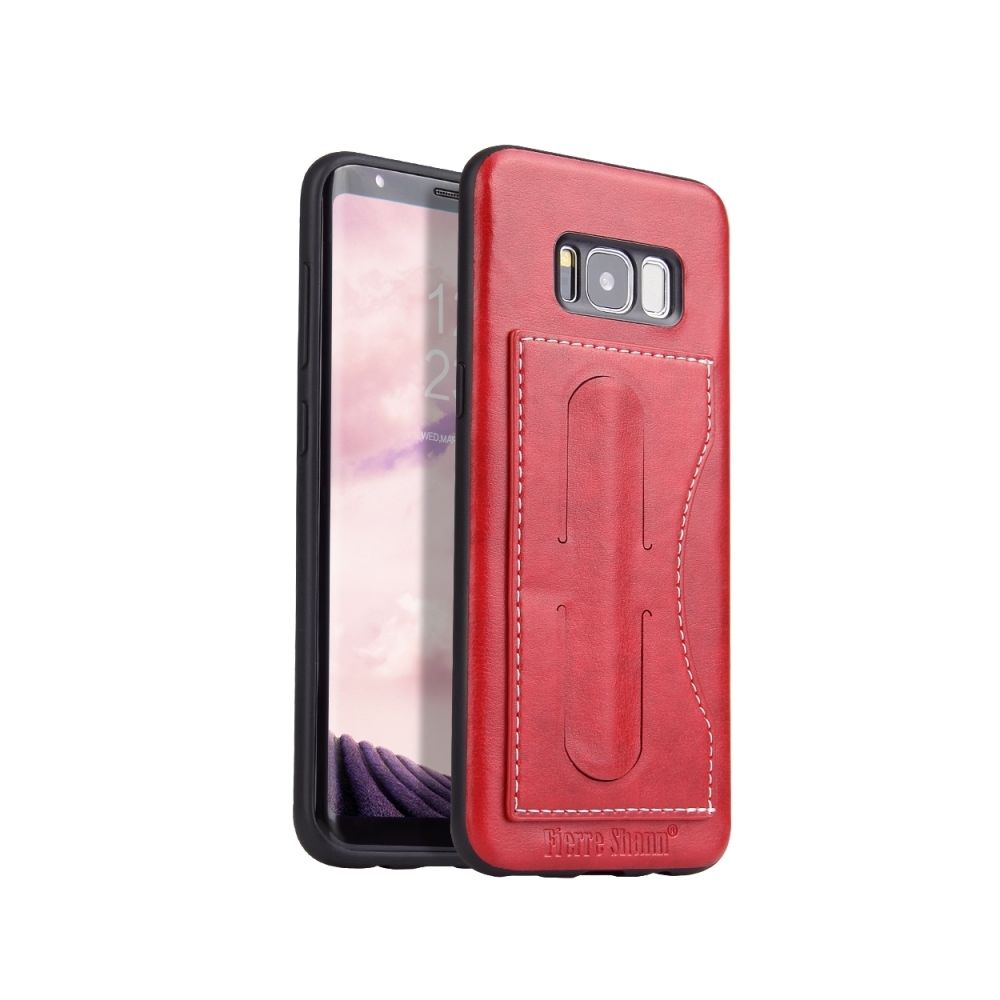 Wewoo - Fierre Shann - Étui de protection en cuir à couverture totale pour Galaxy S8 +, avec support et fente pour carte (rouge) - Coque, étui smartphone