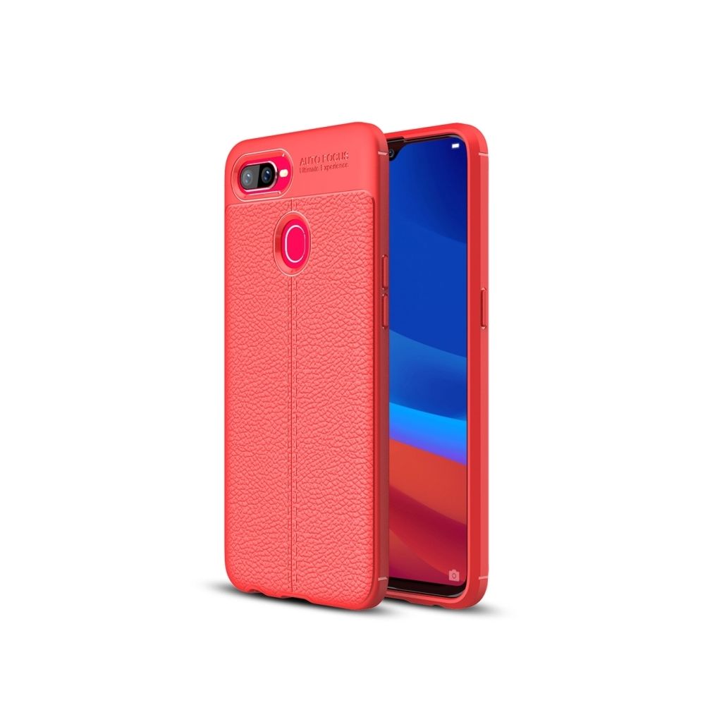 Wewoo - Coque antichoc TPU Litchi Texture pour OPPO F9 (rouge) - Coque, étui smartphone