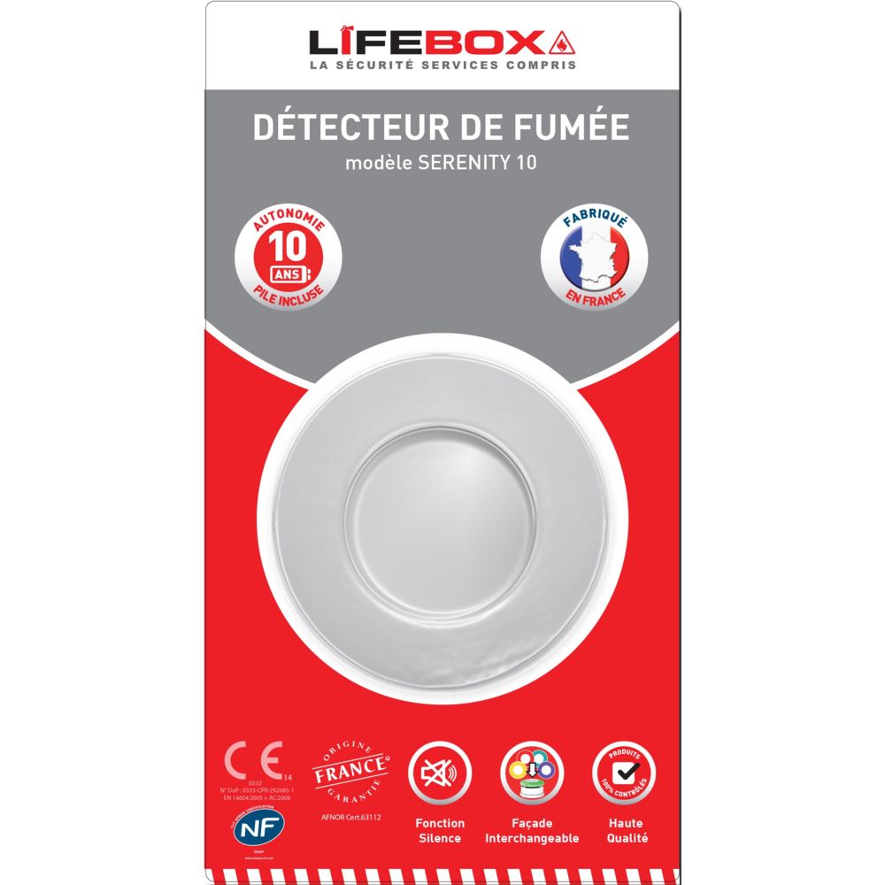 Lifebox - LIFEBOX - Détecteur de fumée SERENITY 10 ans NF - Détecteur connecté