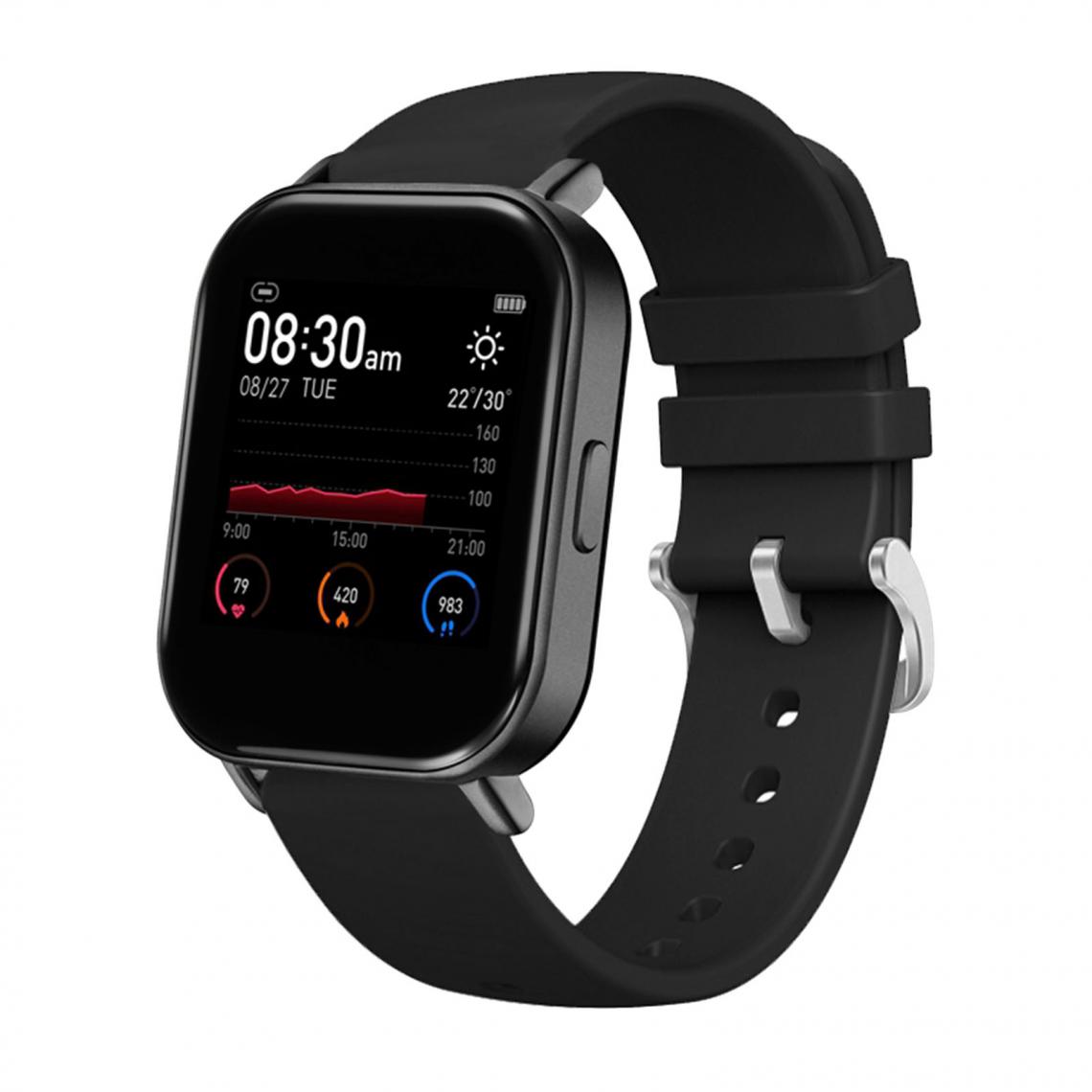 marque generique - Moniteur De Fréquence Cardiaque Smart Watch Sports Fitness Tracker Pour Hommes Femmes Noir - Montre connectée