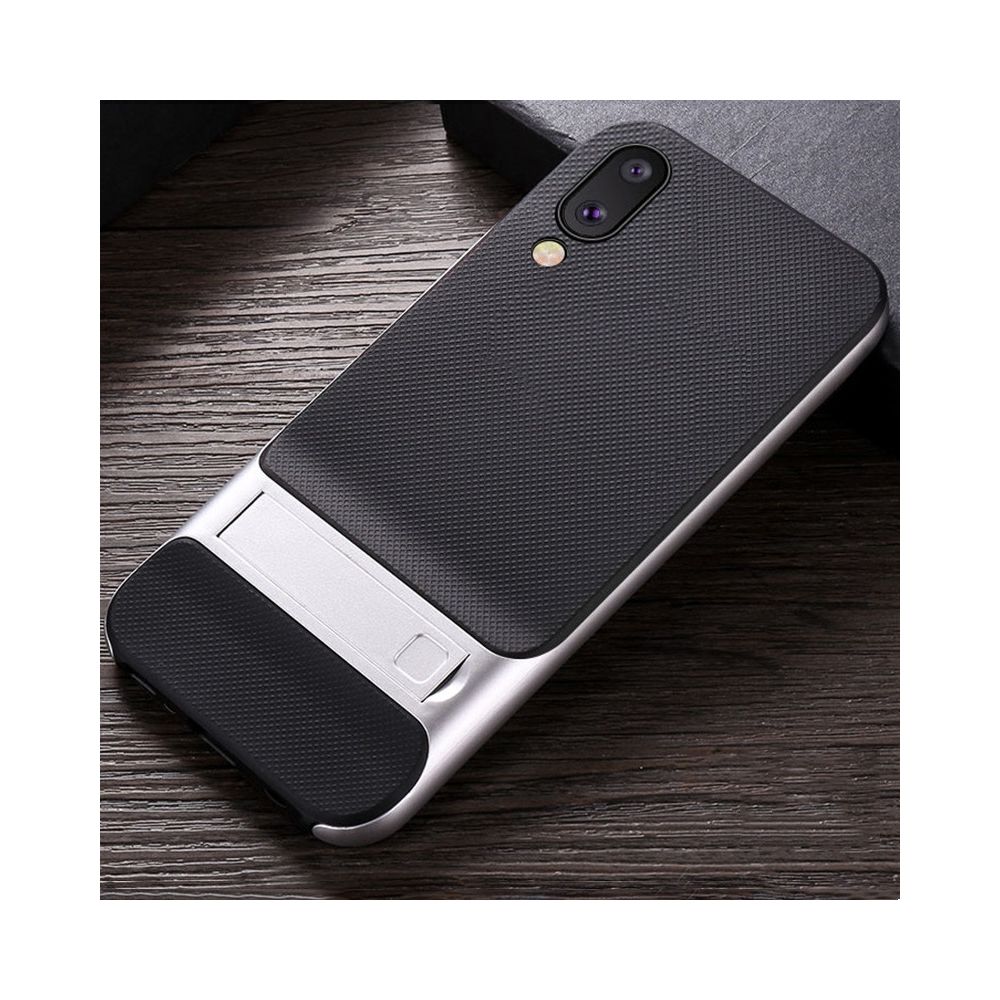 Wewoo - Coque Pour Galaxy M10 Plaid Texture Antidérapant TPU + PC Case avec Support Space Silver - Coque, étui smartphone