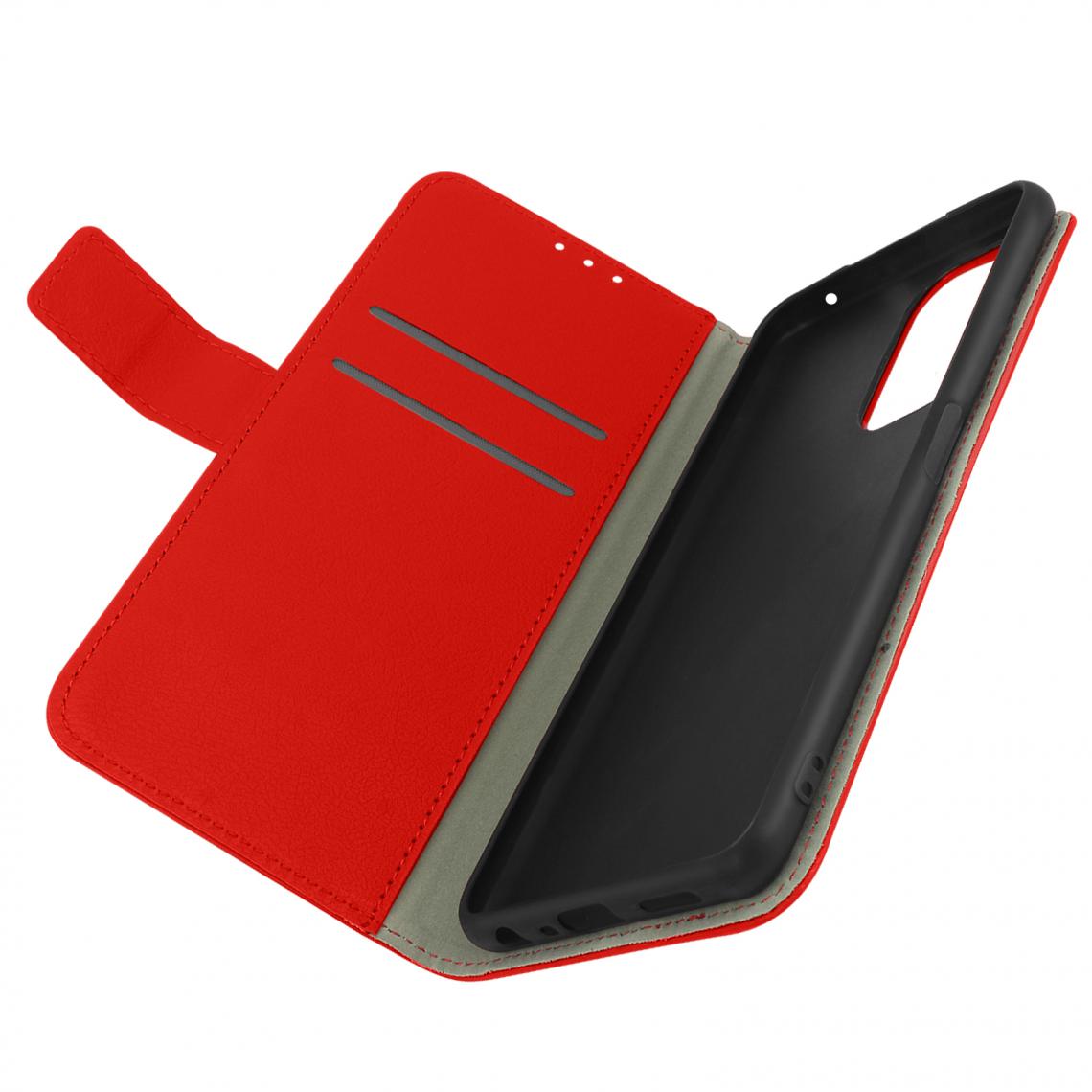 Avizar - Housse Oppo A73 5G Porte-carte Fonction Support Vidéo Rouge - Coque, étui smartphone