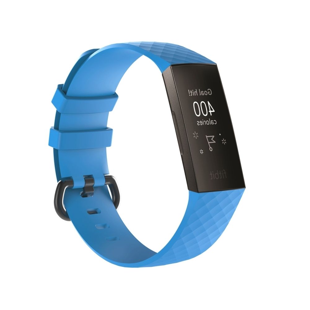 Wewoo - Bracelet montre en silicone à motif de diamants pour Fitbit Charge 3 (bleu ciel) - Bracelet connecté