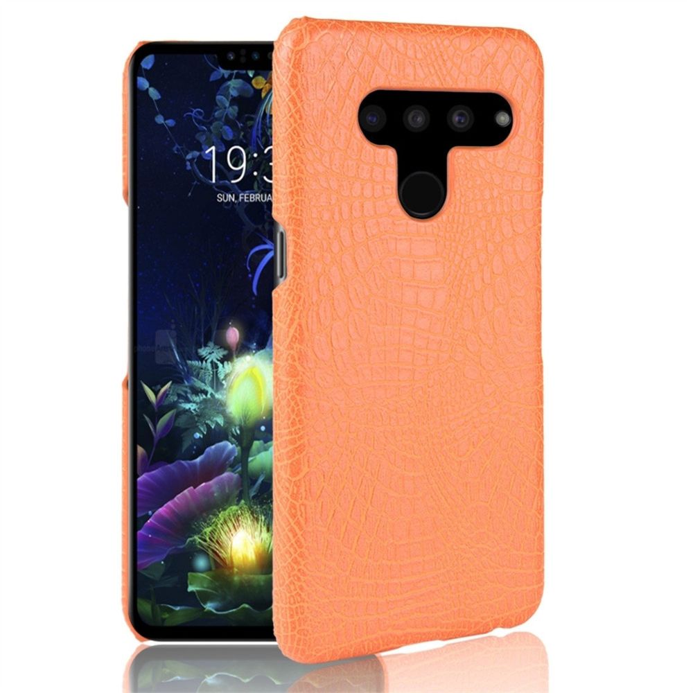 Wewoo - Coque Rigide de protection antichoc Crocodile Texture PC + PU pour LG V50 ThinQ 5G Jaune - Coque, étui smartphone