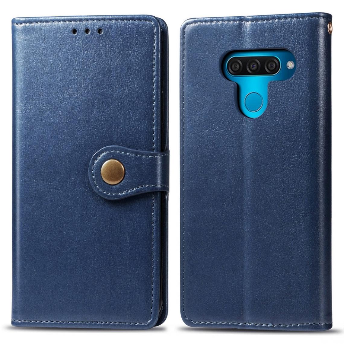 Wewoo - Housse Coque Etui en cuir de couleur unie pour téléphone portable avec protection et ceinturefonction photo et fente carteainsi que support et LG Q60 bleu - Coque, étui smartphone