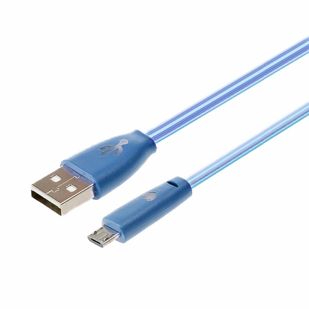 Shot - Cable Smiley Micro USB pour HTC Desire 12+ LED Lumiere Android Chargeur USB Smartphone Connecteur (BLEU) - Chargeur secteur téléphone