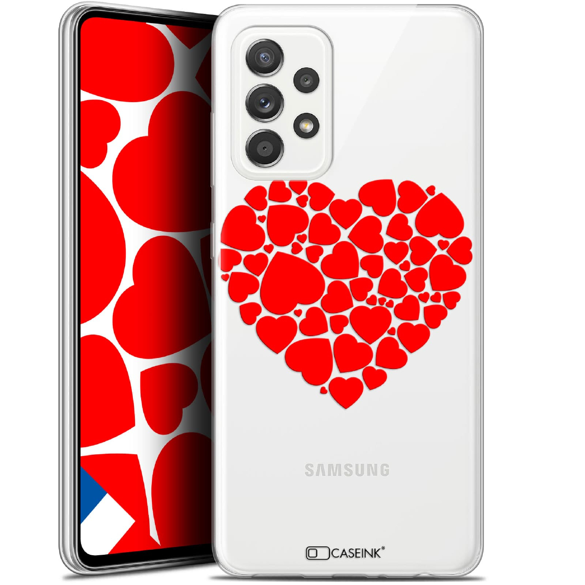 Caseink - Coque Pour Samsung Galaxy A52 5G (6.5 ) [Gel HD Collection Love Saint Valentin Design Coeur des Coeurs - Souple - Ultra Fin - Imprimé en France] - Coque, étui smartphone
