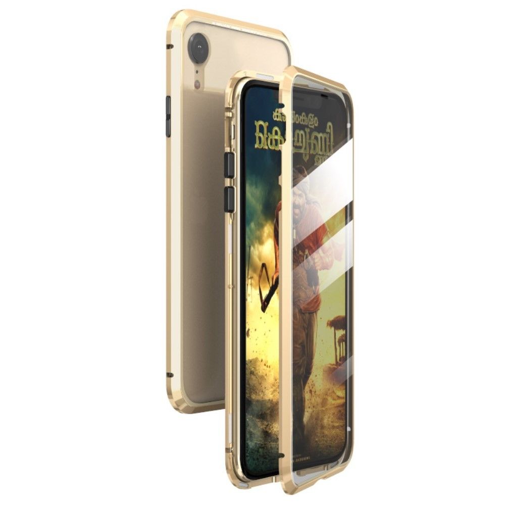 marque generique - Bumper en métal verre d'adsorption magnétique plein or pour votre Apple iPhone XR 6.1 pouces - Coque, étui smartphone