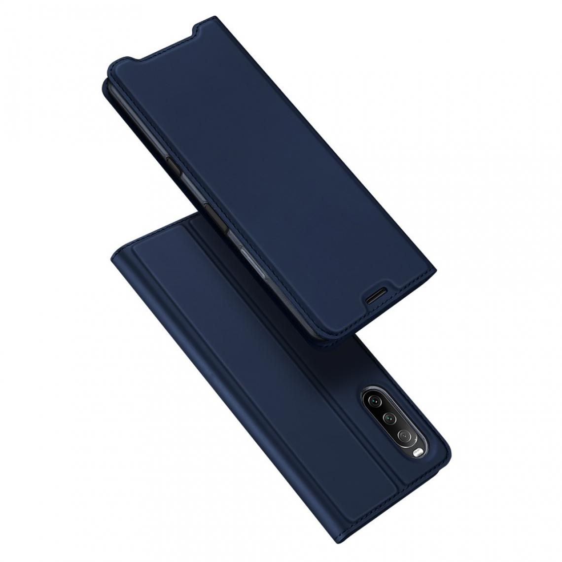 Dux Ducis - Etui en PU Bien protégé avec support bleu pour votre Sony Xperia 10 III - Coque, étui smartphone