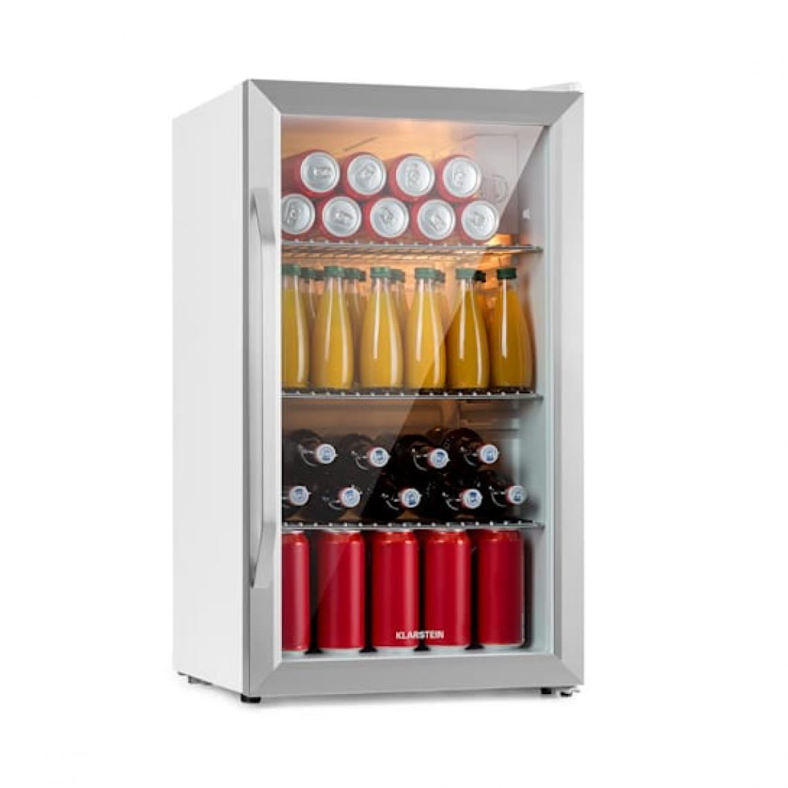 Klarstein - Réfrigérateur - Beersafe XXL Crystal White - 80 L - 3 étagères - Porte en verre - Blanc - Réfrigérateur