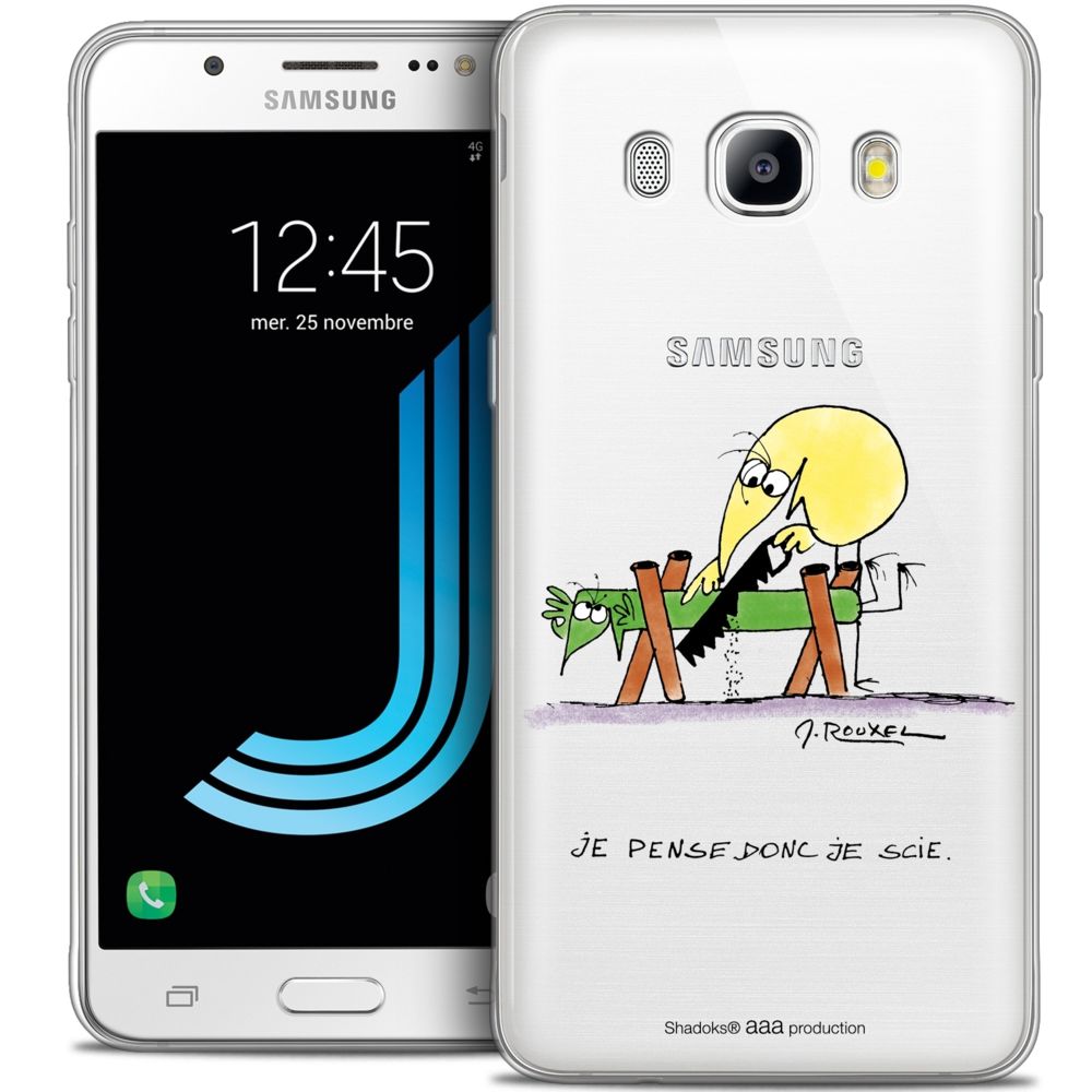Caseink - Coque Housse Etui Samsung Galaxy J7 2016 (J710) [Crystal HD Collection Les Shadoks ? Design Je pense Donc - Rigide - Ultra Fin - Imprimé en France] - Coque, étui smartphone