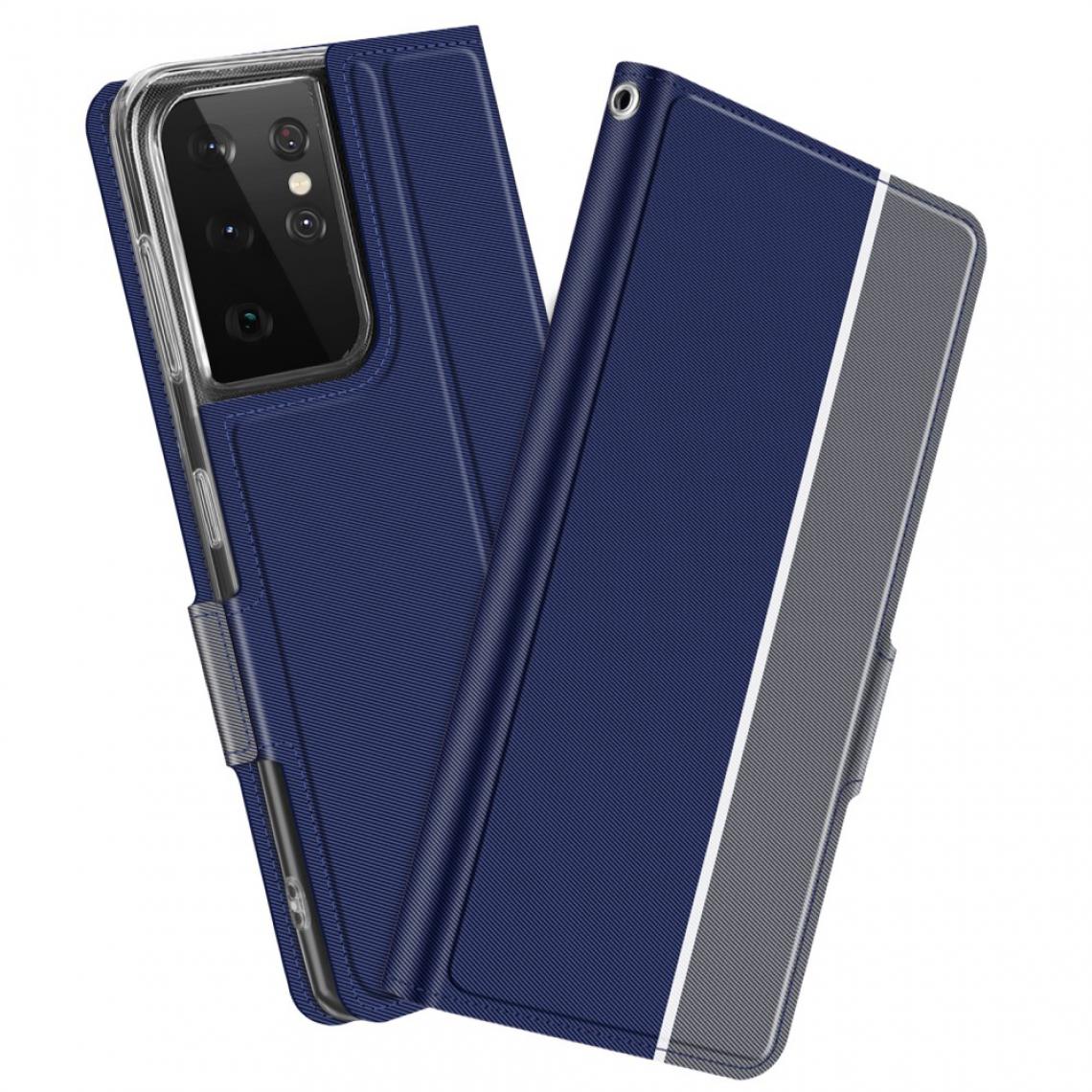 Other - Etui en PU mode avec support et porte-cartes bleu pour votre Samsung Galaxy S21 Ultra 5G - Coque, étui smartphone