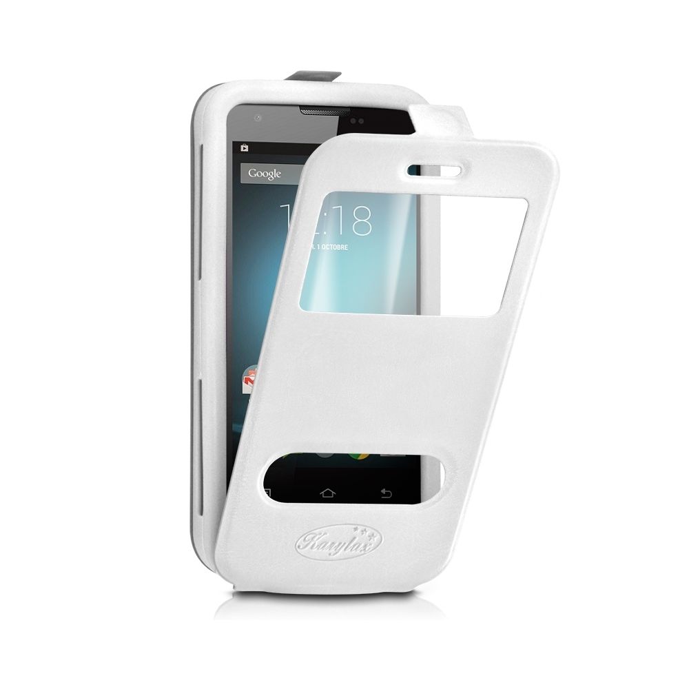 Karylax - Etui Coque Silicone S-View Couleur blanc Universel XS pour Logicom E400 - Autres accessoires smartphone