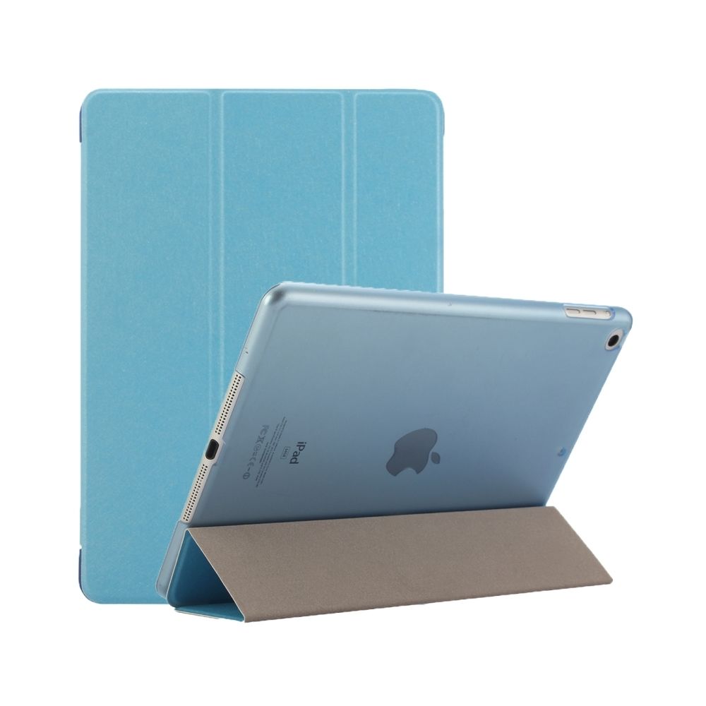 Wewoo - Smart Cover bleu pour iPad 9.7 pouces 2017 et Air Silk Texture horizontale Flip étui en cuir avec trois-pliage titulaire - Coque, étui smartphone
