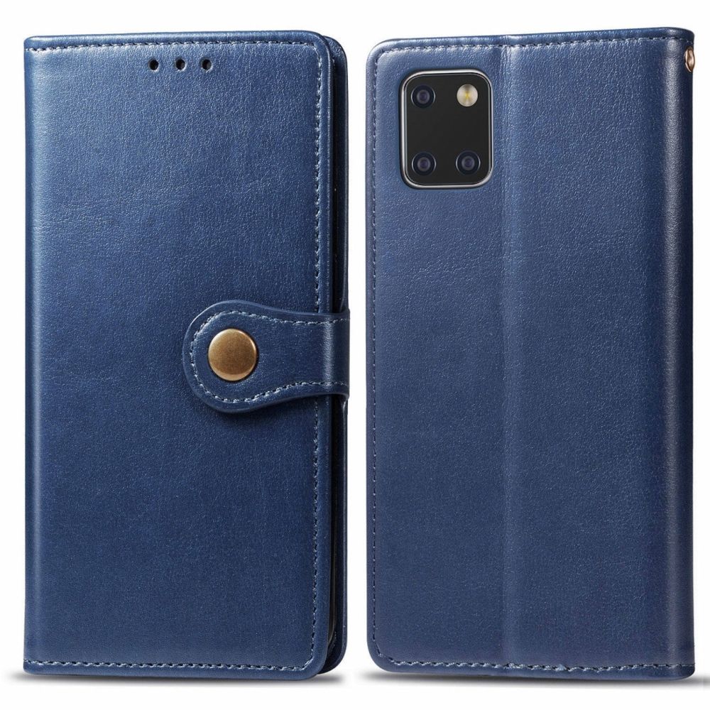 Wewoo - Housse Coque Pour Galaxy Note10 Lite / A81 / M60s Boucle en cuir de couleur unie rétro de protection téléphone portable avec cadre photo et fente carte et portefeuille et fonction de support bleu - Coque, étui smartphone