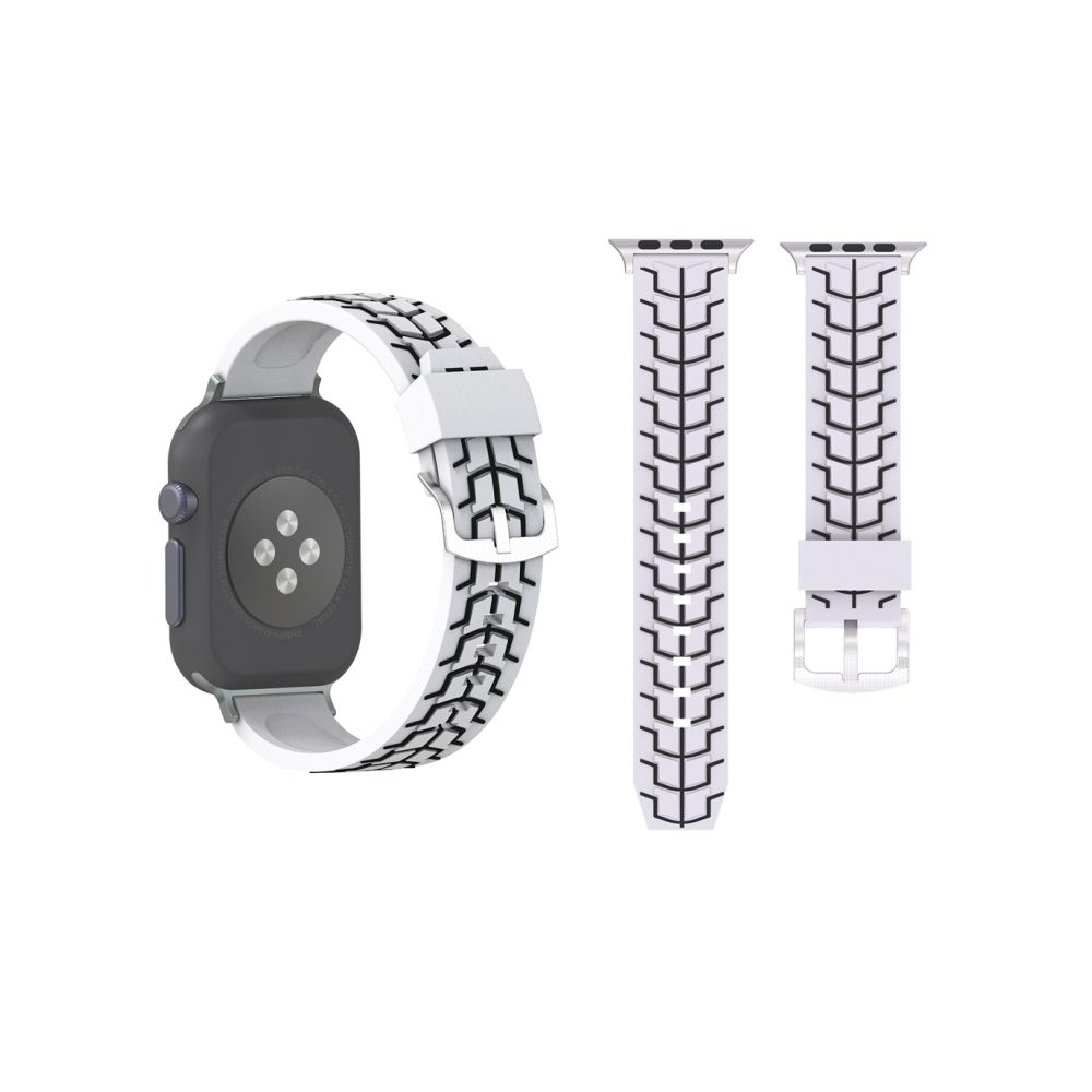 Wewoo - Bracelet blanc pour Apple Watch Series 3 & 2 & 1 38mm Fashion Fishbone Motif Silicone de montre - Accessoires Apple Watch