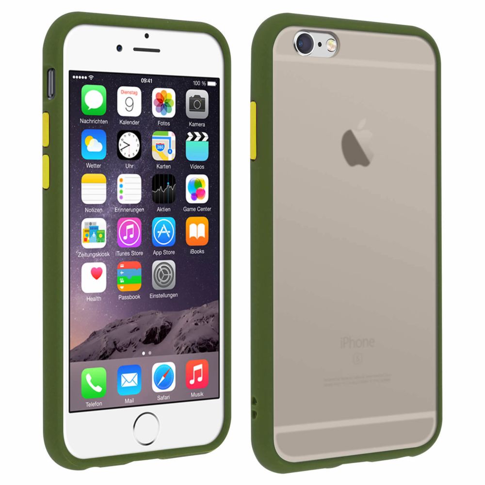 Avizar - Coque iPhone 6 / 6S Dos Translucide Contour Coloré Mate Rigide Antichoc - Vert - Coque, étui smartphone