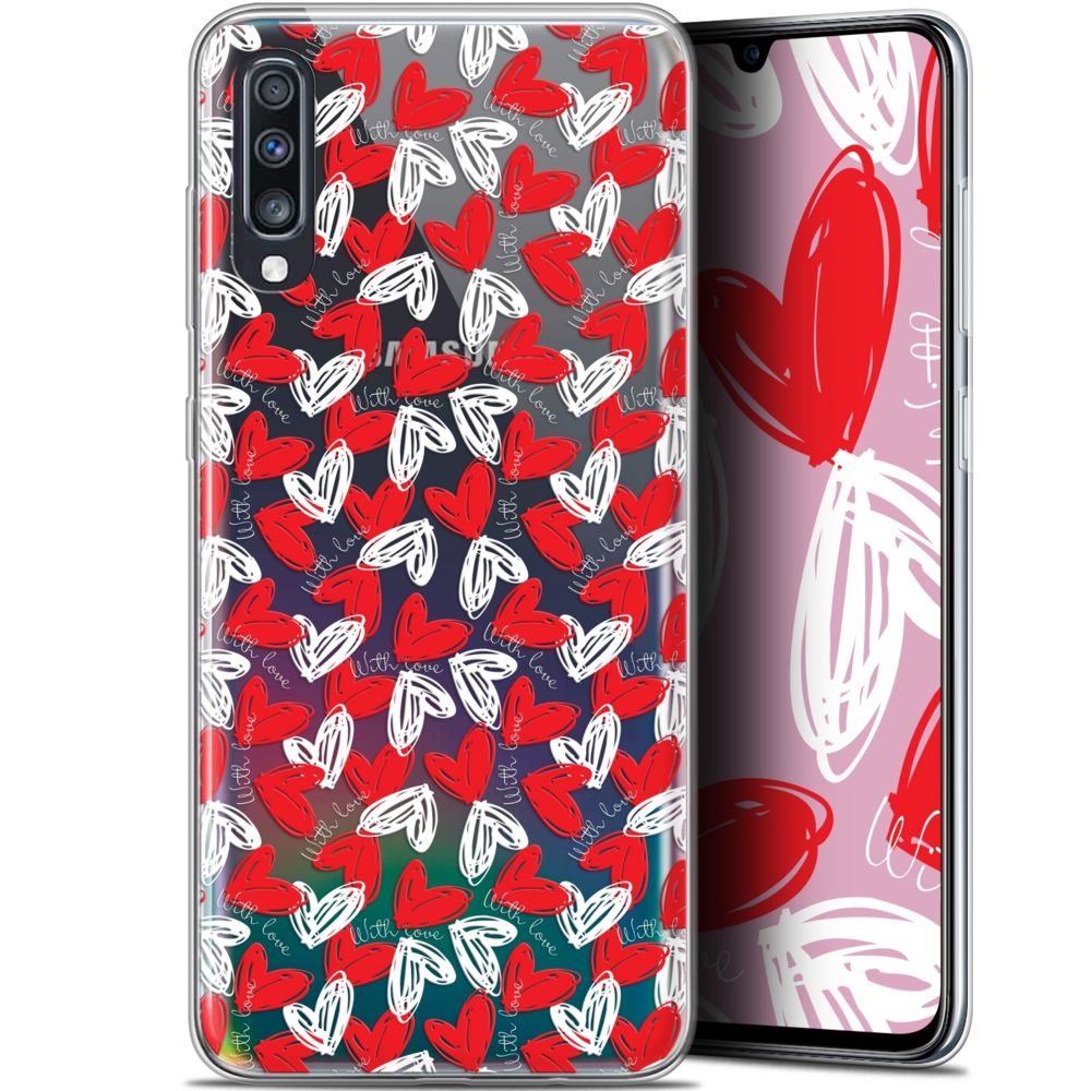 Caseink - Coque Pour Samsung Galaxy A70 (6.7 ) [Gel HD Collection Love Saint Valentin Design With Love - Souple - Ultra Fin - Imprimé en France] - Coque, étui smartphone
