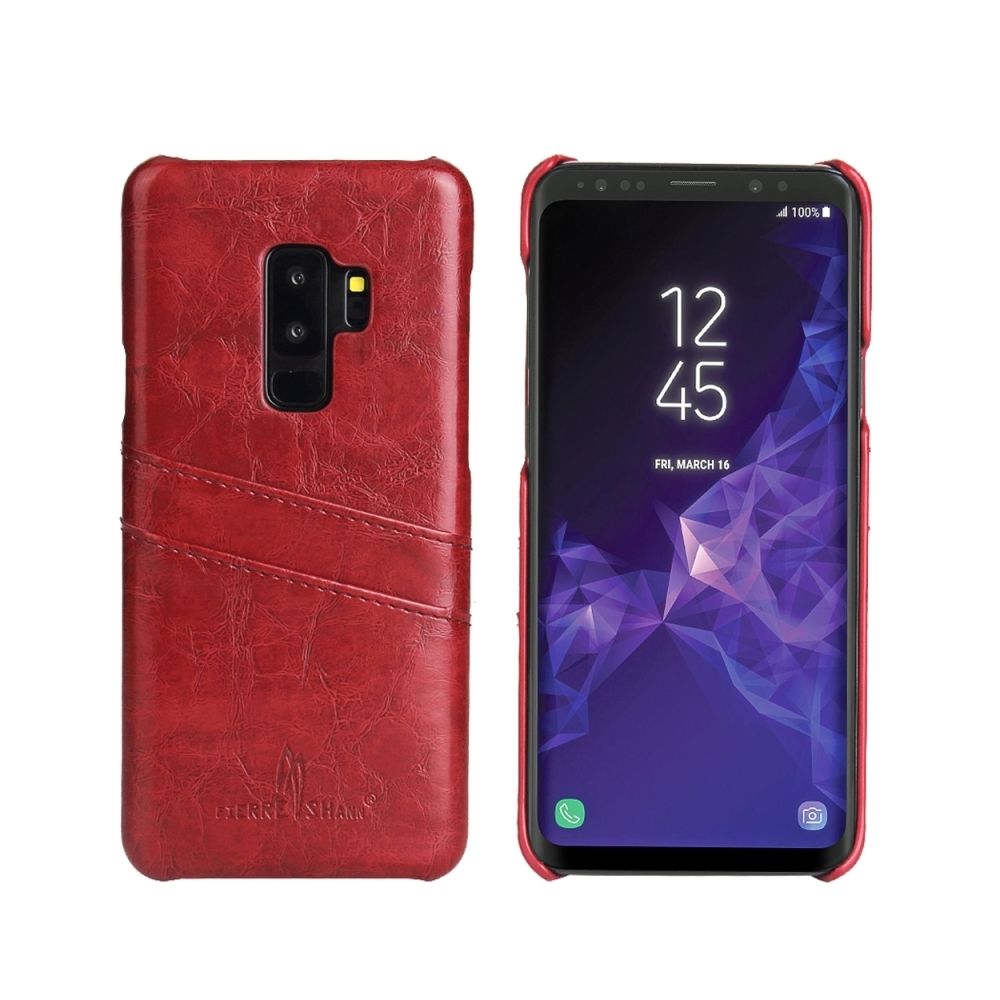 Wewoo - Etui en cuir Fierre Shann Retro Oil en cire PU pour Galaxy S9, avec fentes pour cartes (rouge) - Coque, étui smartphone