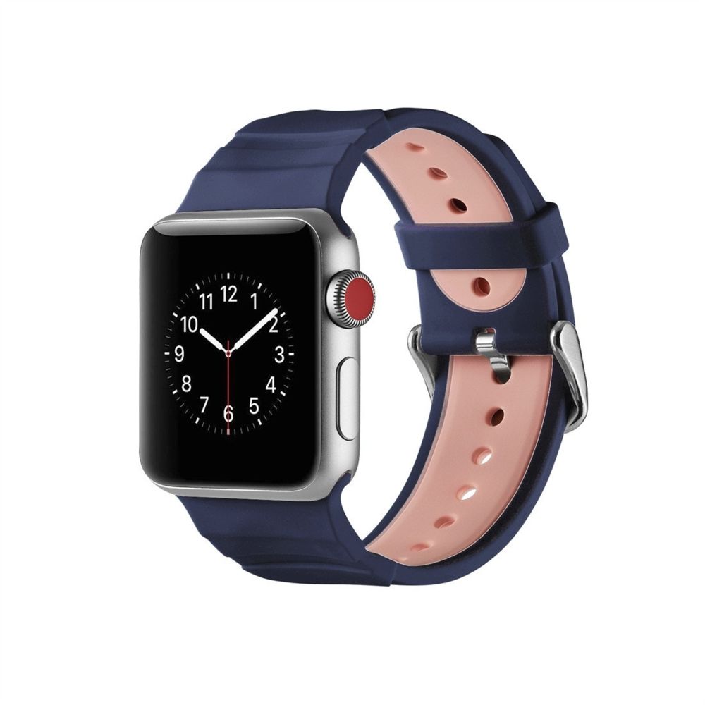 Wewoo - Bracelet de montre concavo en silicone concave pour Apple Watch séries 3 et 2 et 1 42 mm rose bleu - Accessoires montres connectées